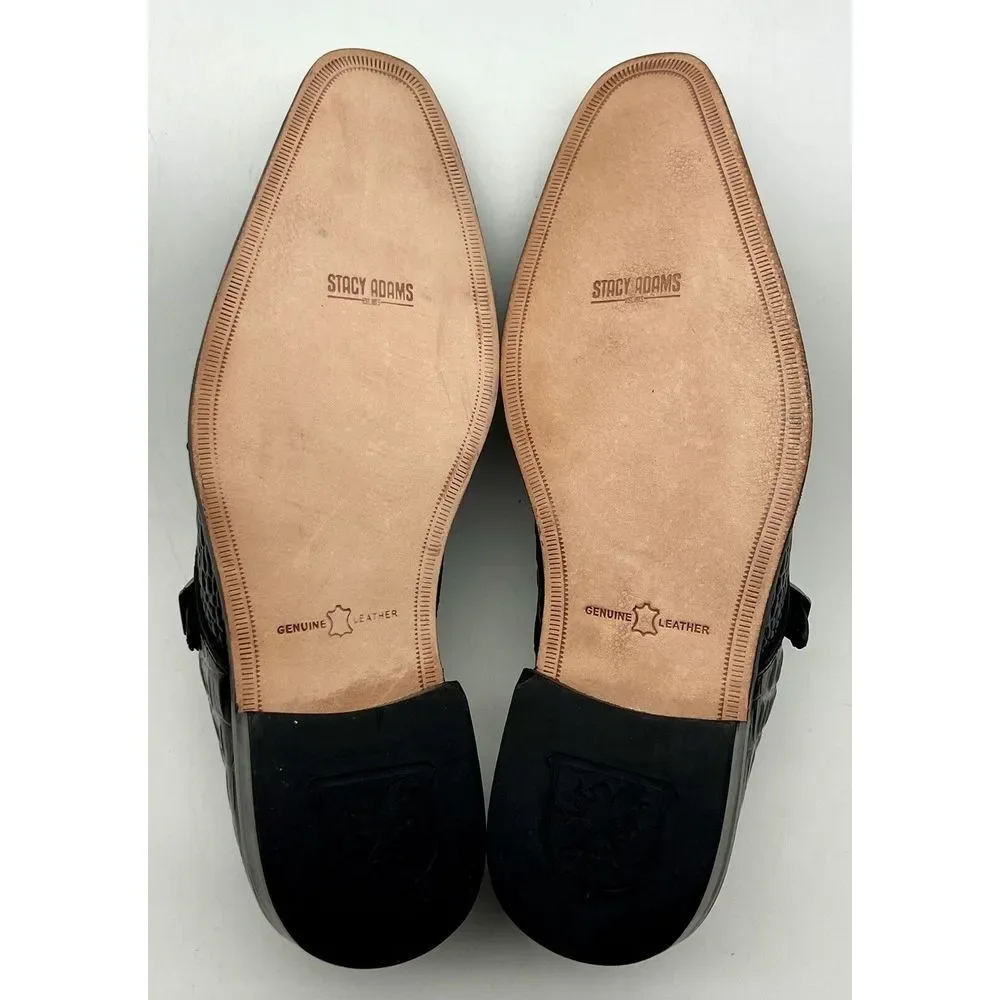 Stacy Adams Golato Black Men Size 11.5M Monk Strap Leather Croc Print - Picture 11 of 16